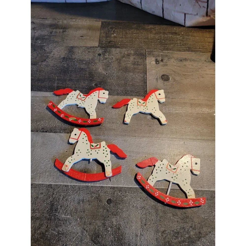 Wooden Rocking Horse‎ AS IS xmas decor set